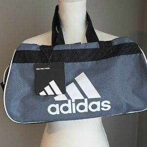 🆕️ Adidas Duffel Bag Charcoal and Black Diablo Small Duffel Bag NWT